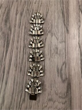 Vintage Crystal Statement Bracelet - Silver Tone